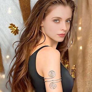 🆕 Boho Chic Spiral Elegant Arm Cuff Bracelet Silver Plated Adjustable Statement